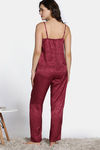 Zivame Vintage Haze Woven Pyjama Set - Maroon — thumbnail 4
