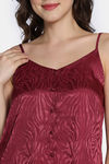 Zivame Vintage Haze Woven Pyjama Set - Maroon — thumbnail 5