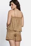 Zivame Vintage Haze Woven Shorts Set - Beige — thumbnail 4