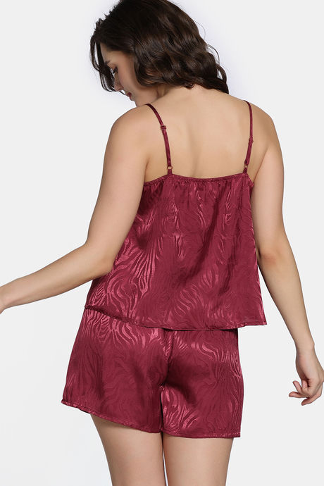 Zivame Vintage Haze Woven Shorts Set - Maroon — image 4