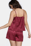 Zivame Vintage Haze Woven Shorts Set - Maroon — thumbnail 4