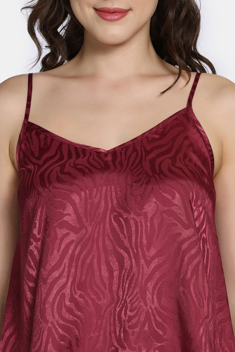 Zivame Vintage Haze Woven Shorts Set - Maroon — image 5