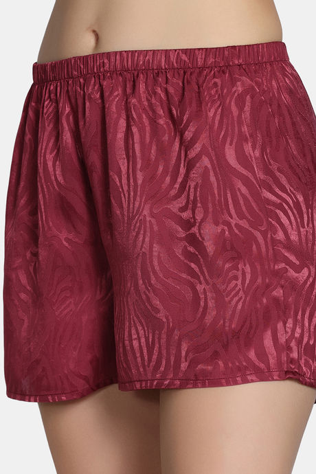 Zivame Vintage Haze Woven Shorts Set - Maroon — image 6