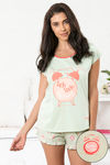 Zivame Knit Cotton Shorts Set - Green N Print — thumbnail 1