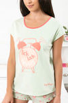 Zivame Knit Cotton Shorts Set - Green N Print — thumbnail 5