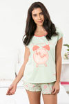 Zivame Knit Cotton Shorts Set - Green N Print — thumbnail 6