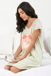 Zivame Lazy Days Knit Cotton Short Length Nightdress - Green — thumbnail 4