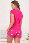 Zivame Lazy Days Knit Cotton Shorts Set- Pink N Print — thumbnail 3