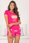 Zivame Lazy Days Knit Cotton Shorts Set- Pink N Print — thumbnail 6