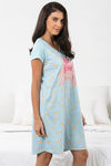 Zivame Lazy Days Knit Cotton Short Length Nightdress - Blue — thumbnail 2