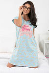 Zivame Lazy Days Knit Cotton Short Length Nightdress - Blue — thumbnail 4