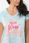 Zivame Lazy Days Knit Cotton Short Length Nightdress - Blue — thumbnail 5
