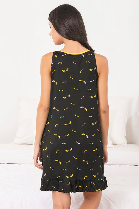 Zivame Cotton CoZzzies Butter-Soft Poly Knit Short Length Nightdress - Black — image 3