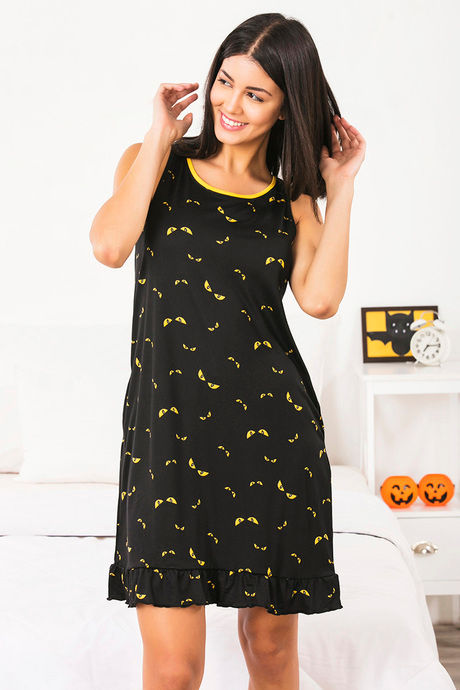 Zivame Cotton CoZzzies Butter-Soft Poly Knit Short Length Nightdress - Black — image 6