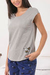 Zivame Cotton CoZzzies Cotton Pyjama Set - Navy N Print — thumbnail 5