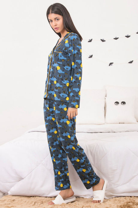 Zivame Cotton CoZzzies Butter-Soft Poly Knit Pyjama Set- Blue N Print — image 2