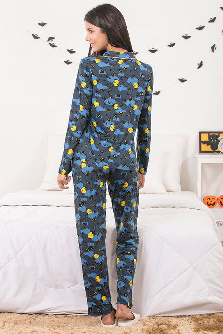 Zivame Cotton CoZzzies Butter-Soft Poly Knit Pyjama Set- Blue N Print — image 3