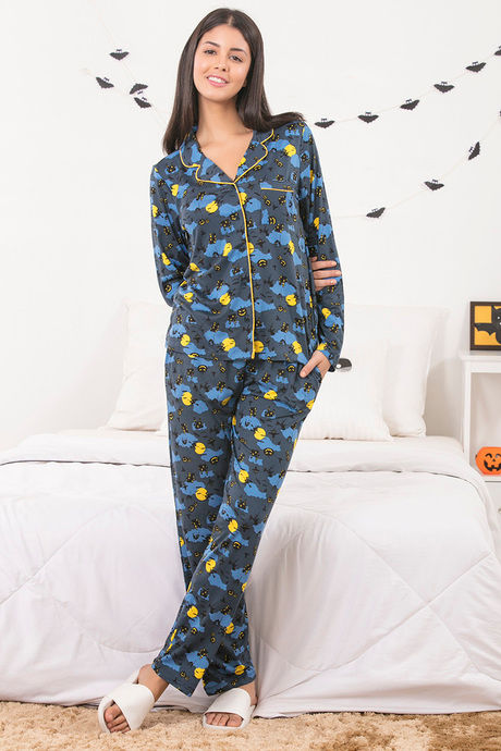 Zivame Cotton CoZzzies Butter-Soft Poly Knit Pyjama Set- Blue N Print — image 6