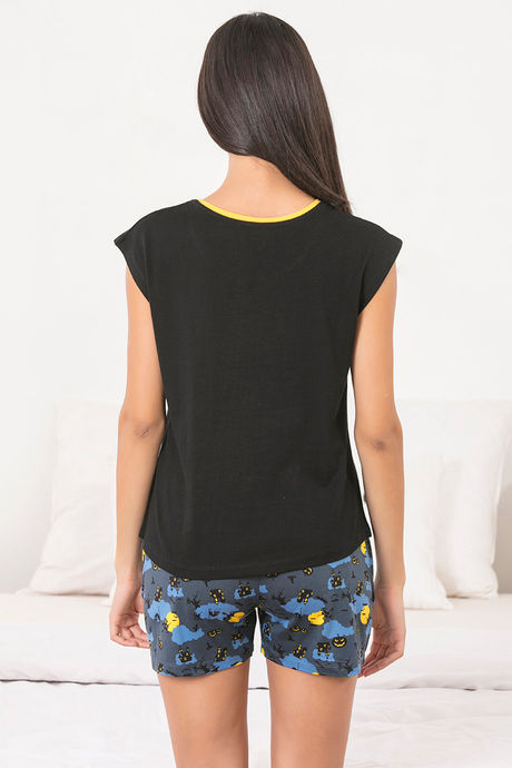 Zivame Cotton CoZzzies Butter-Soft Poly Knit Shorts Set - Navy N Print — image 3