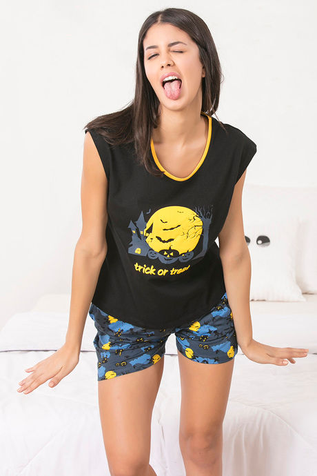 Zivame Cotton CoZzzies Butter-Soft Poly Knit Shorts Set - Navy N Print — image 4