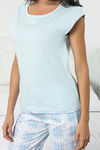 Zivame Chic Checks Knit Cotton Pyjama Set-Blue N Print — thumbnail 5