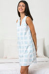 Zivame Chic Checks Knit Cotton Knee Length Nightdress-Blue — thumbnail 2