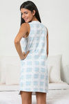 Zivame Chic Checks Knit Cotton Knee Length Nightdress-Blue — thumbnail 3