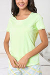 Zivame Chic Checks Knit Cotton Pyjama Set-Green — thumbnail 5