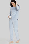 Zivame Velour Knit Poly Loungewear Pants - Niagara Mist — thumbnail 4
