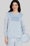 Zivame Velour Knit Poly Loungewear Top - Niagara Mist — thumbnail 1