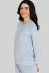 Zivame Velour Knit Poly Loungewear Top - Niagara Mist — thumbnail 2