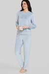 Zivame Velour Knit Poly Loungewear Top - Niagara Mist — thumbnail 4