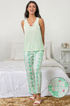 Zivame Chic Checks Knit Cotton Pyjama Set-Green N Print — thumbnail 1