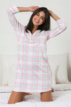 Zivame Chic Checks Cotton Nightdress - Pink N Print — thumbnail 1