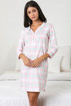 Zivame Chic Checks Cotton Nightdress - Pink N Print — thumbnail 2