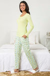 Zivame Chic Checks Knit Cotton Pyjama Set-Green N Print — thumbnail 2