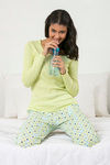 Zivame Chic Checks Knit Cotton Pyjama Set-Green N Print — thumbnail 4
