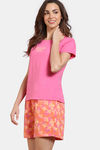 Zivame Aquarelle Woven Loungewear Shorts Set - Melon — thumbnail 3