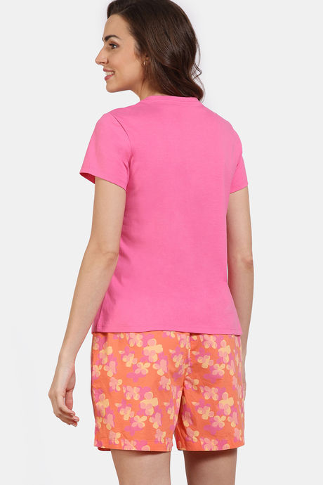 Zivame Aquarelle Woven Lifewear Shorts Set - Melon — image 4