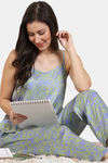 Zivame Primrose Woven Pyjama Set - Jacaranda — thumbnail 1