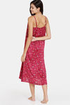 Zivame Bouquet Toss Woven Mid Length Nightdress - Red Plum — thumbnail 3