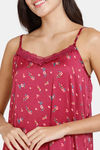 Zivame Bouquet Toss Woven Mid Length Nightdress - Red Plum — thumbnail 5