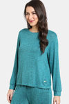 Zivame Light Jaspe Knit Poly Sweatshirt - Alexandrite — thumbnail 3