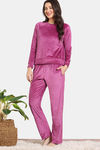Zivame Plush Velour Knit Poly Winterwear Set - Sangria — thumbnail 3