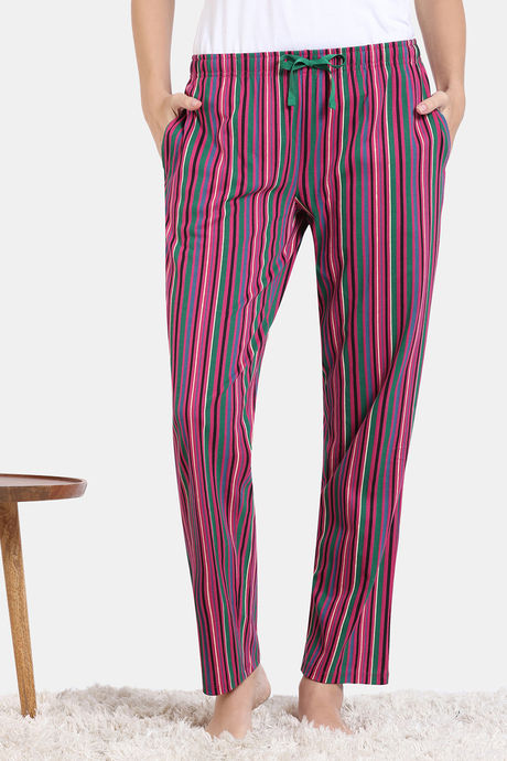 Zivame Stripes Play Knit Cotton Pyjama - Aventurine — image 2