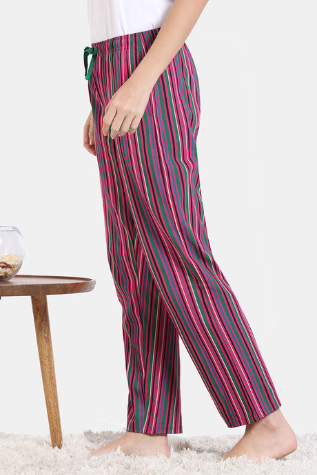 Zivame Stripes Play Knit Cotton Pyjama - Aventurine — image 3