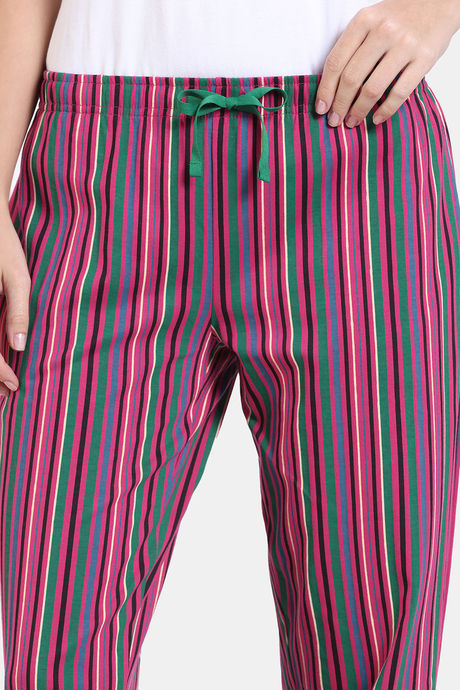 Zivame Stripes Play Knit Cotton Pyjama - Aventurine — image 5