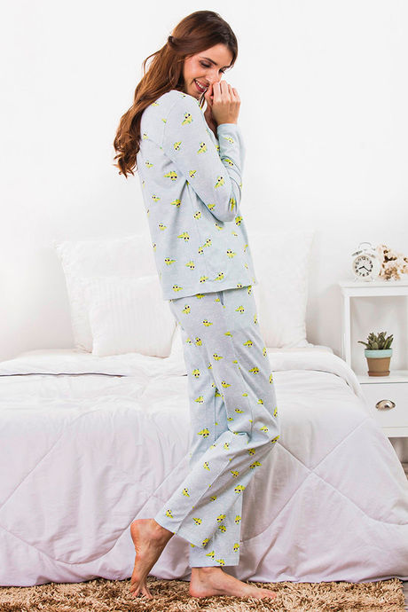 

Zivame Love Bugs Top N Pyjama Set Blue N Print, Blues
