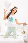 Zivame Crazy Farm Knit Cotton Pyjama - Aqua Blue — thumbnail 2