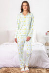 Zivame Crazy Farm Knit Cotton Pyjama Set- Aqua Blue N Print — thumbnail 1